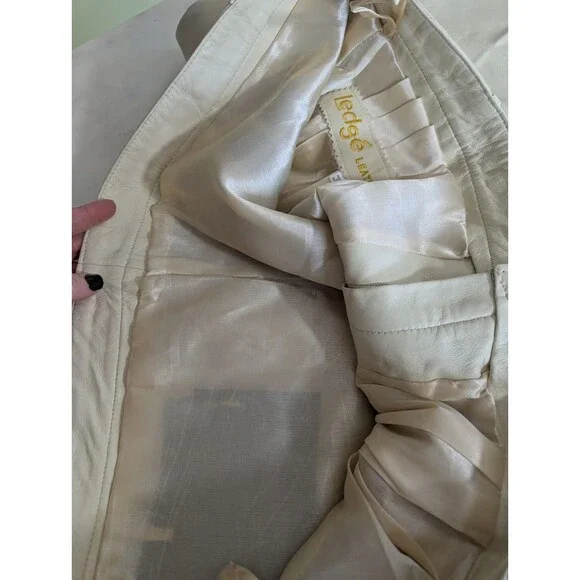 NWT Ledge Leather Men's 50 Lambskin Pants Ivory Cream Pleated Big & Tall Luxury